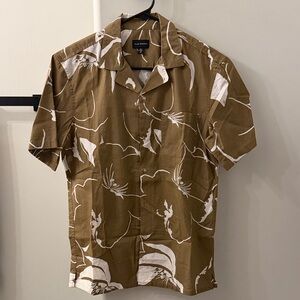 Club Monaco Brown and White Floral Casual Shirt